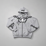 Heavyweight Cotton Zip Hoodie with Chain Graphics